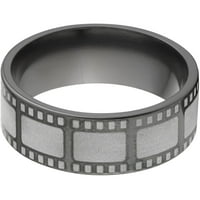 טבעת זירקוניום שחורה שטוחה עם סרט סרטים מסביב סביב הטבעת