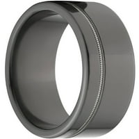 טבעת זירקוניום שחורה שטוחה עם חריץ אחד מחוץ למרכז