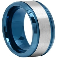 גברים נירוסטה טבעת נישואים בגימור מוברש כחול דו - גוני